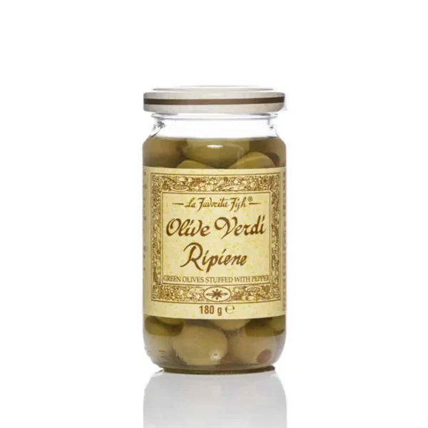 Favorita Paprikalla täytetty vihreä oliivi 180 g